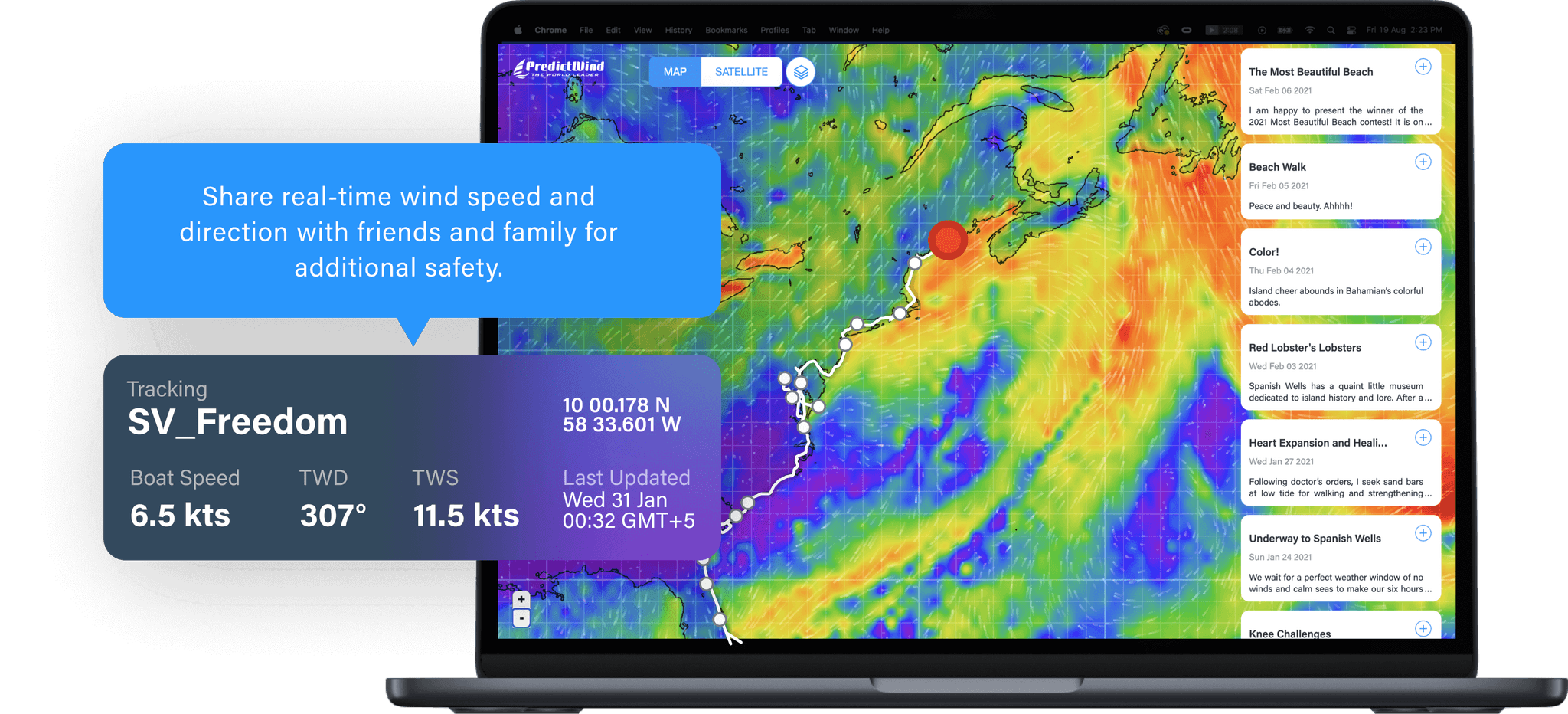 Predictwind on a laptop